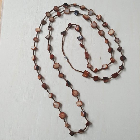 70s Vintage Gemstone Beads Long Necklace - Picture 2 of 5
